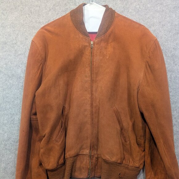 Vintage Dupont Cognac Suede Bomber Jacket - Picture 1 of 11